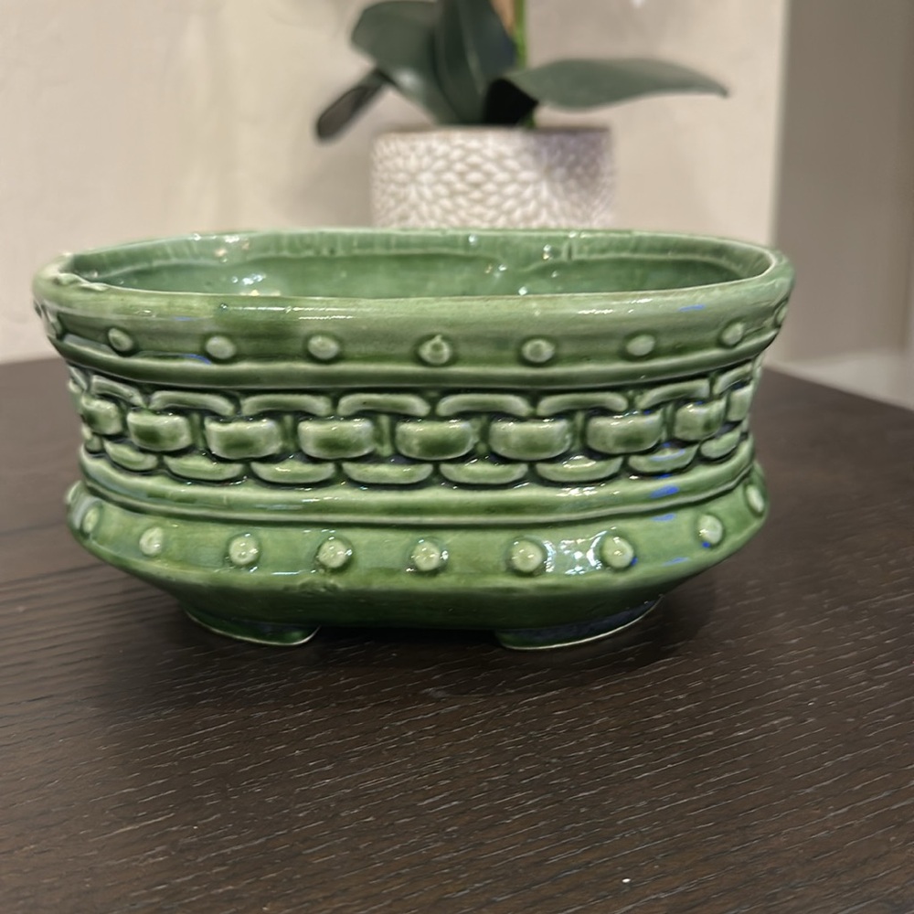 Vintage Glazed Ceramic Planter